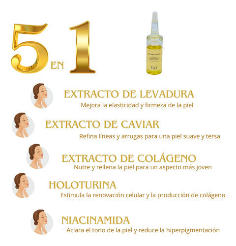 Serum Facial Premium Antiarrugas Reafirmante 5 en 1 TUZ Golden Caviar