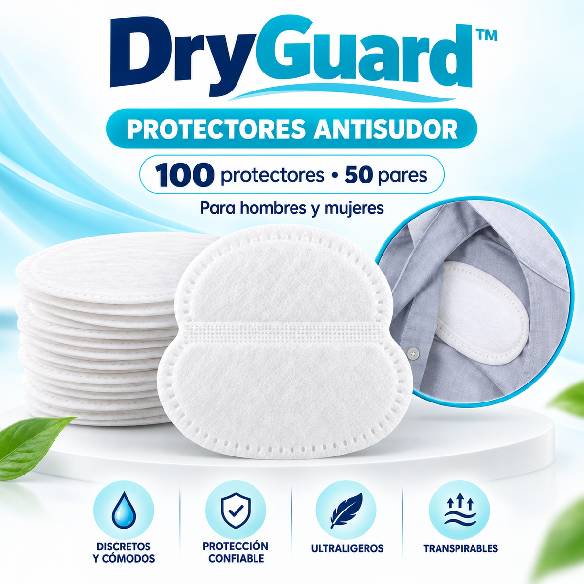 DryGuard™ – Protectores Antisudor para Ropa | 100 unidades