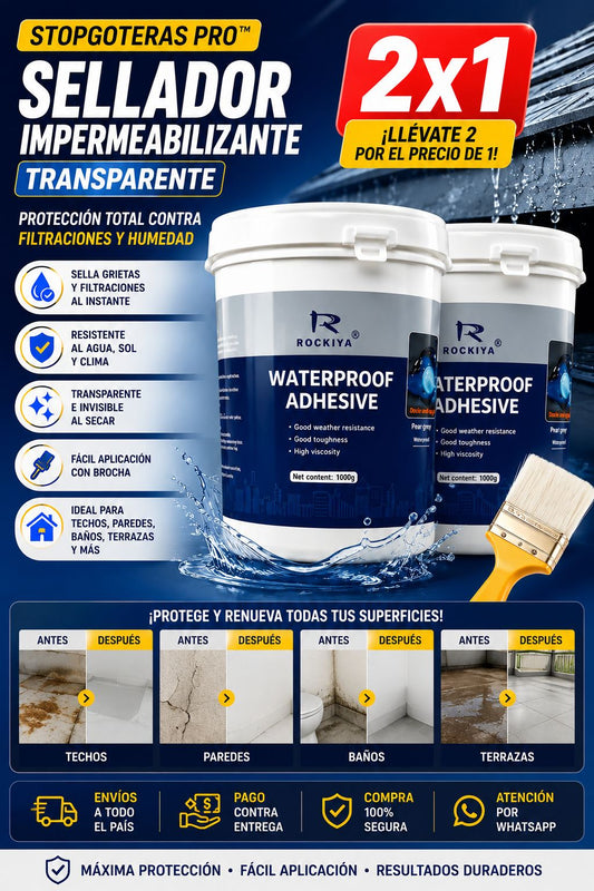 🥇 STOPGOTERAS PRO™ 💧 Sellador Impermeabilizante Transparente 2x1